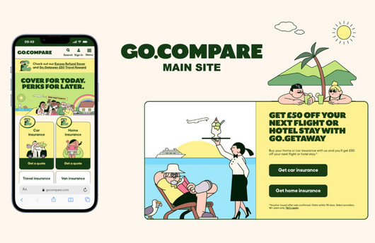 Go.Compare main site with a promotional offer for discounts on flights or hotel stays