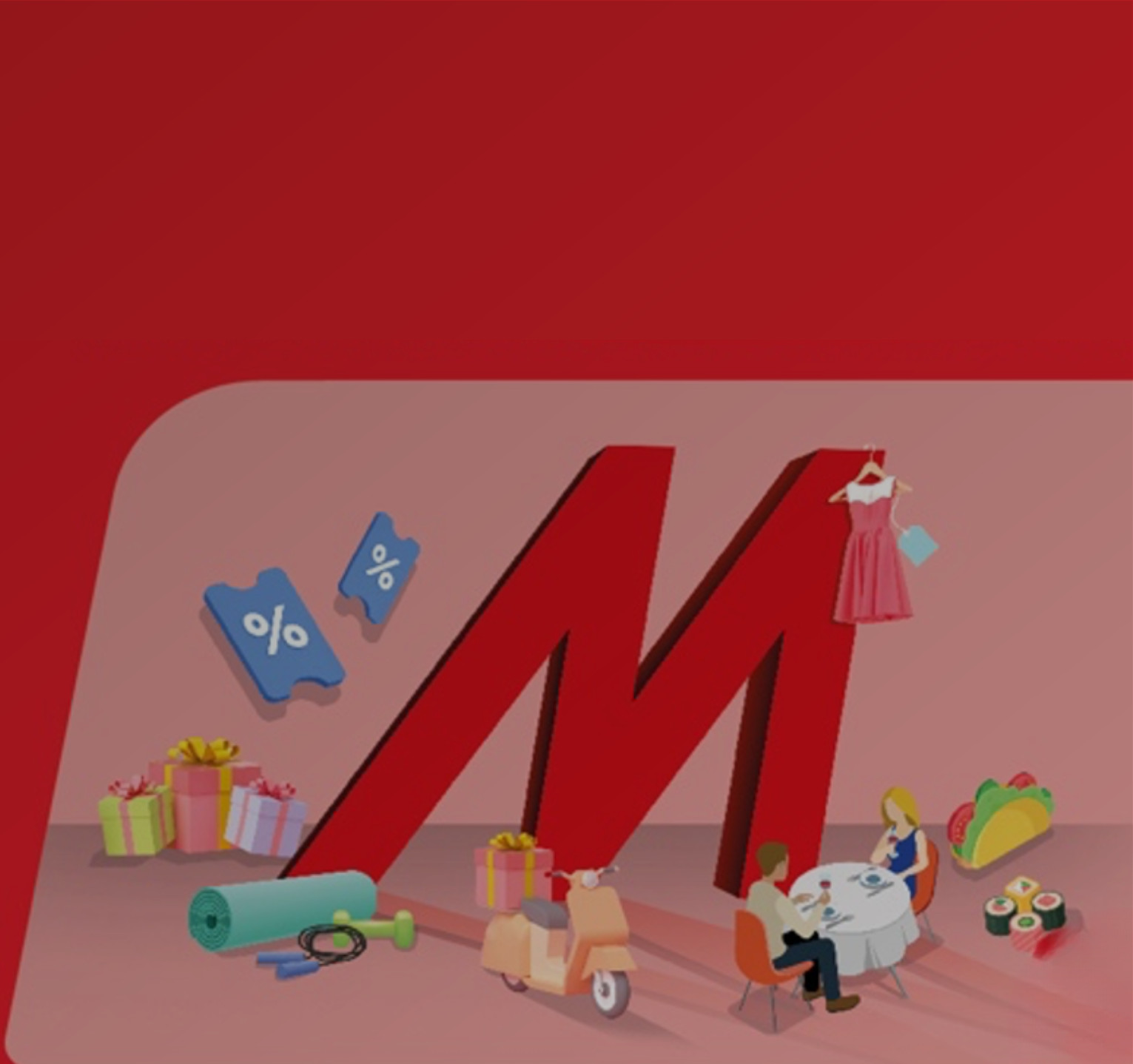 Tablet displaying a MediaMarkt website with a red banner saying "Compra 100€ Ganha 100€." Categories shown include TVs, laptops, smartphones, and gaming.