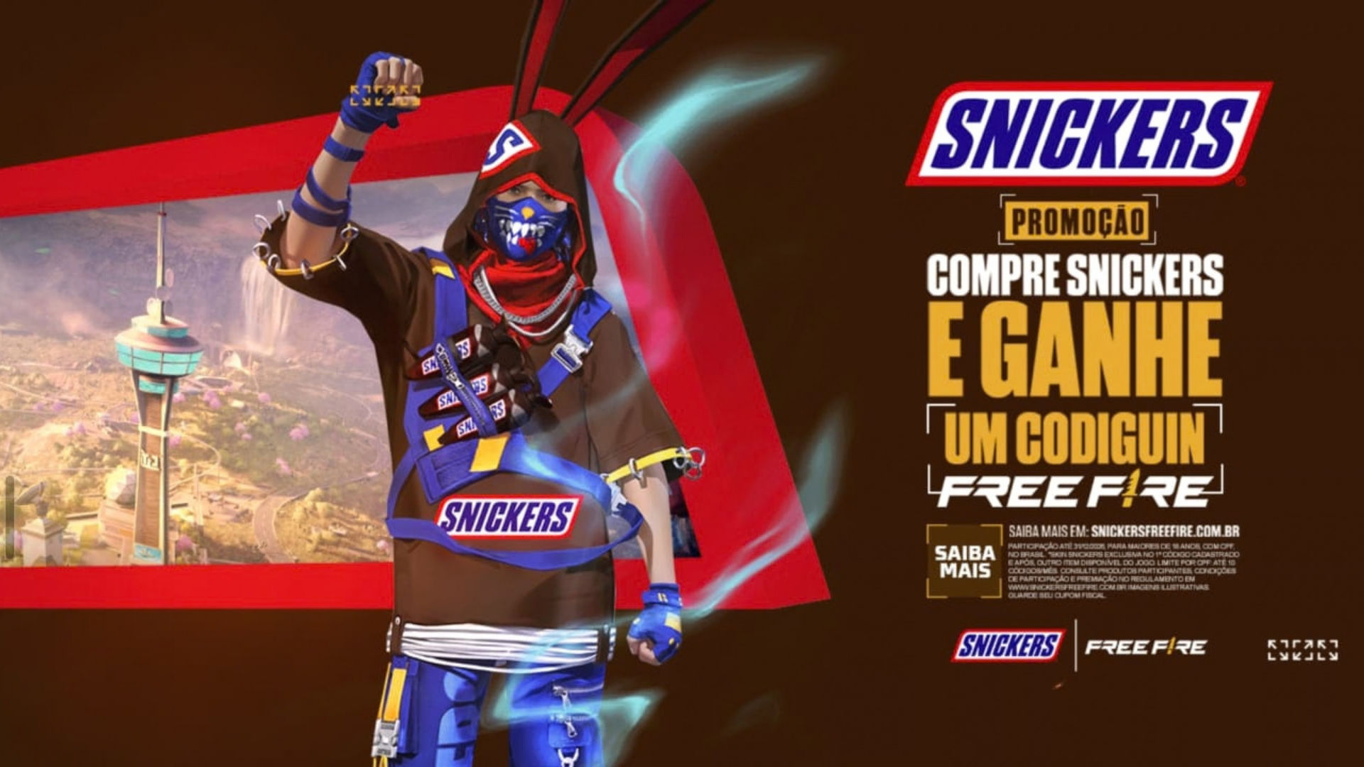 A promotional image for Snickers, showcasing how to win Snickers bars through a contest or giveaway.