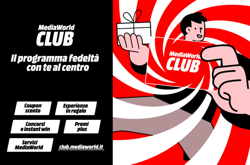 Mediaworld club card on red and white background