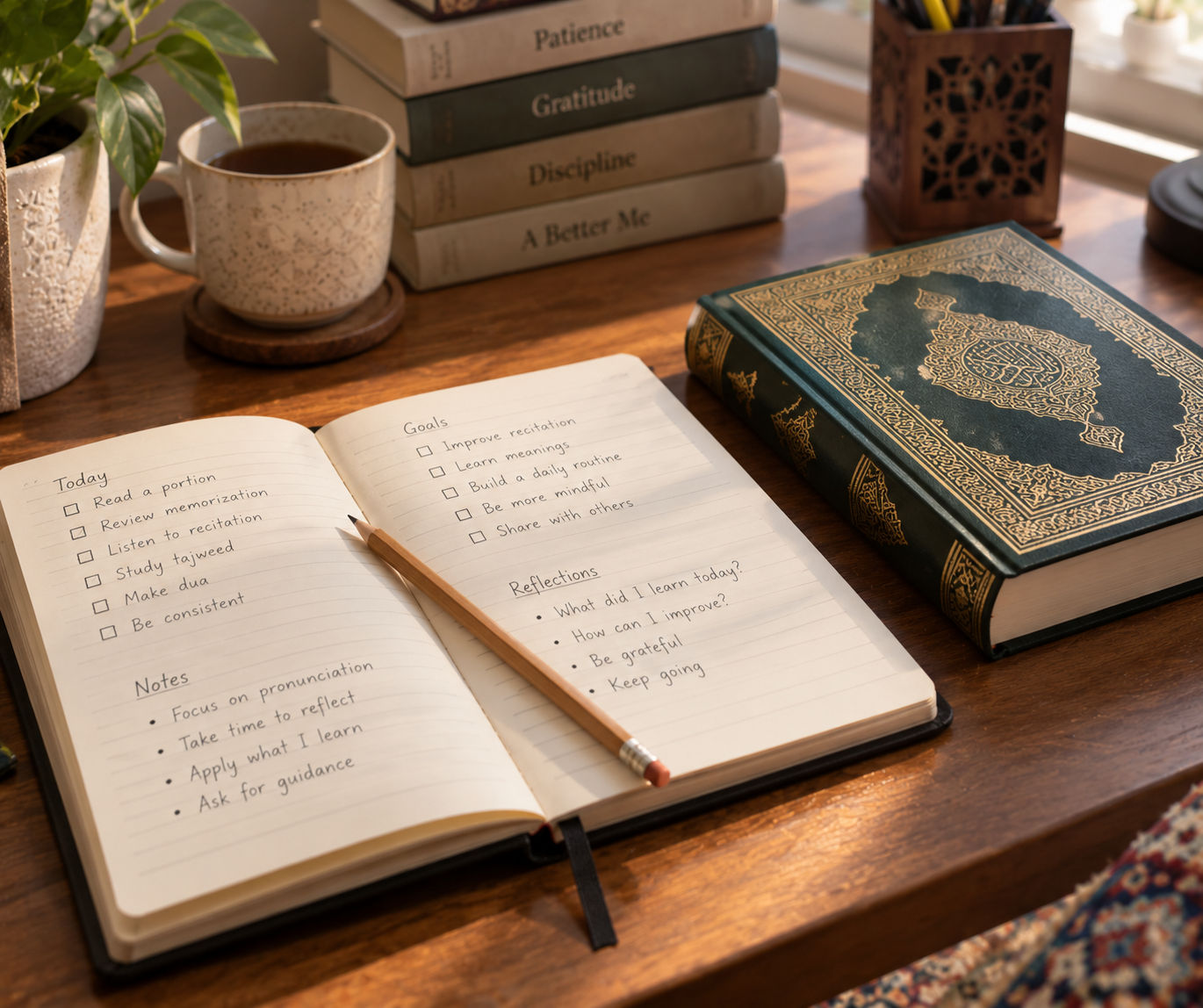 Notebook used for daily Tajweed and Quran recitation practice