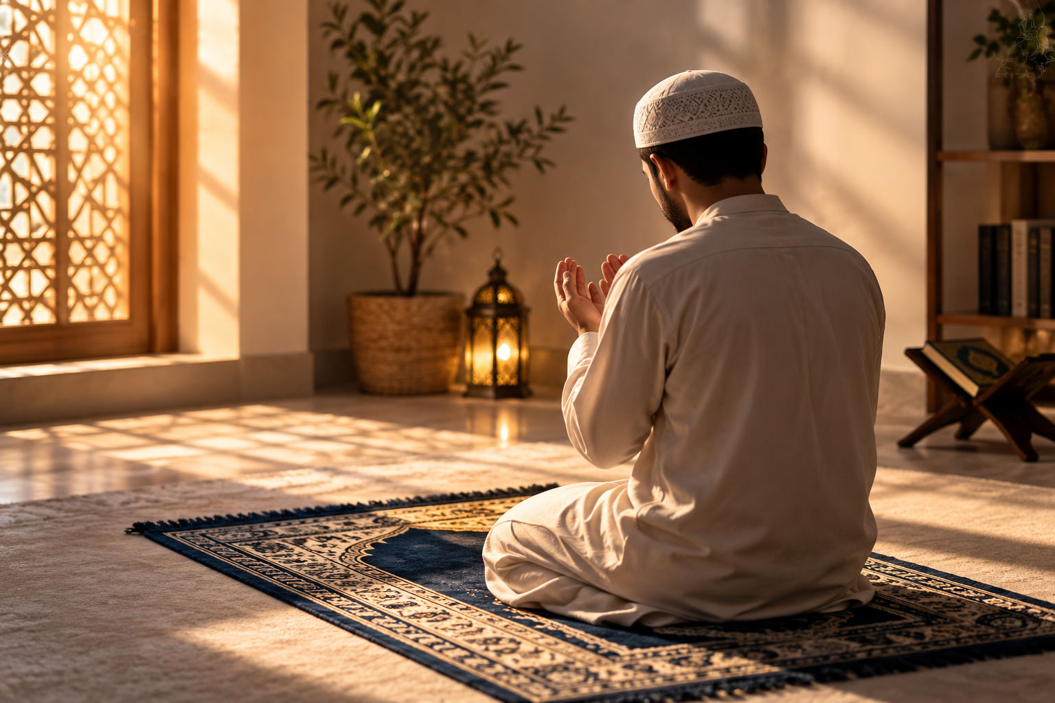 صلاة هادئة في ضوء الغروب