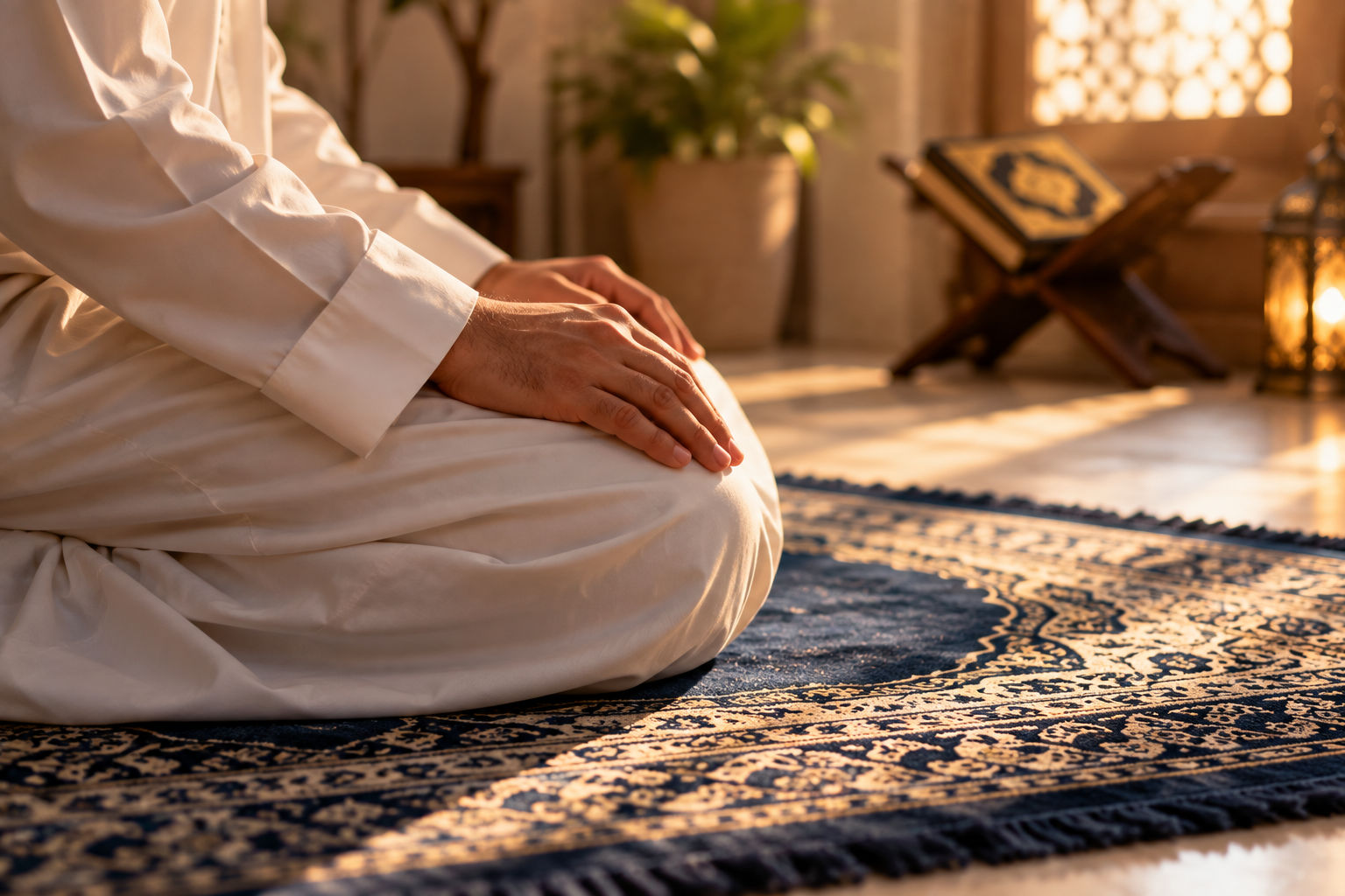 صلاة هادئة في ضوء الغروب