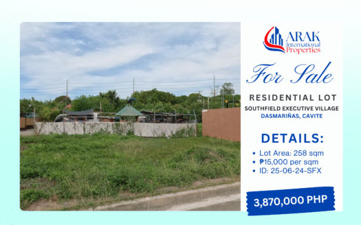 258 SQM Residential Lot for Sale in Southfield Executive Village, Dasmariñas, Cavite