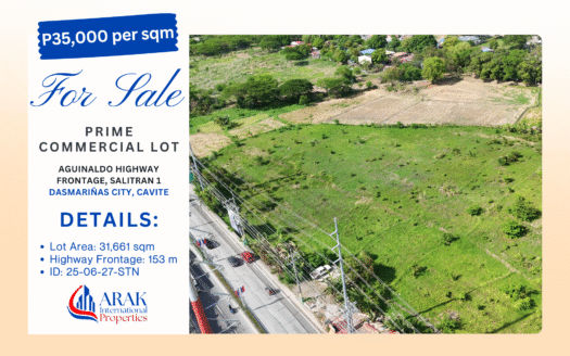 Prime 31,661 SQM Commercial Lot with 153m Frontage on Aguinaldo Highway, Dasmariñas City, Cavite