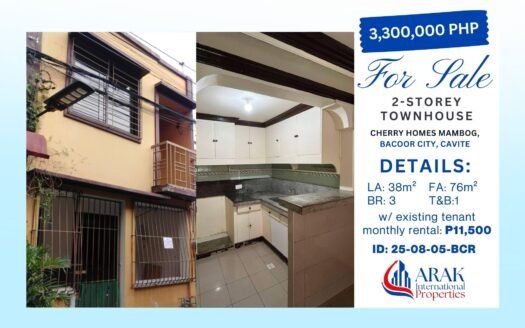 2-Storey Townhouse w/ Existing Tenant in Bacoor City, Cavite