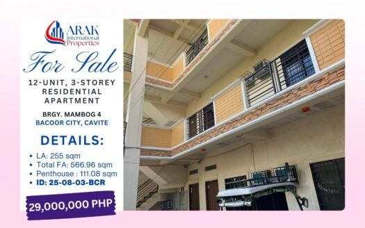 12-Unit, 3-Storey Residential Apartment with Penthouse and Roof Deck Space in Bacoor City, Cavite