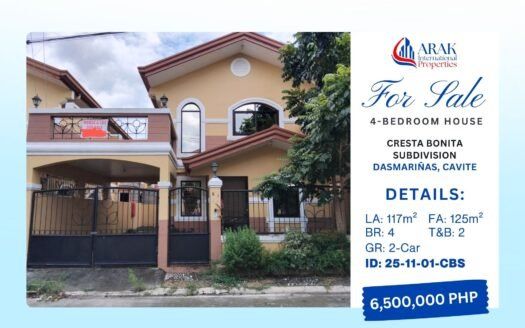 Spacious 4-Bedroom Home in Cresta Bonita Subdivision, Dasmariñas City