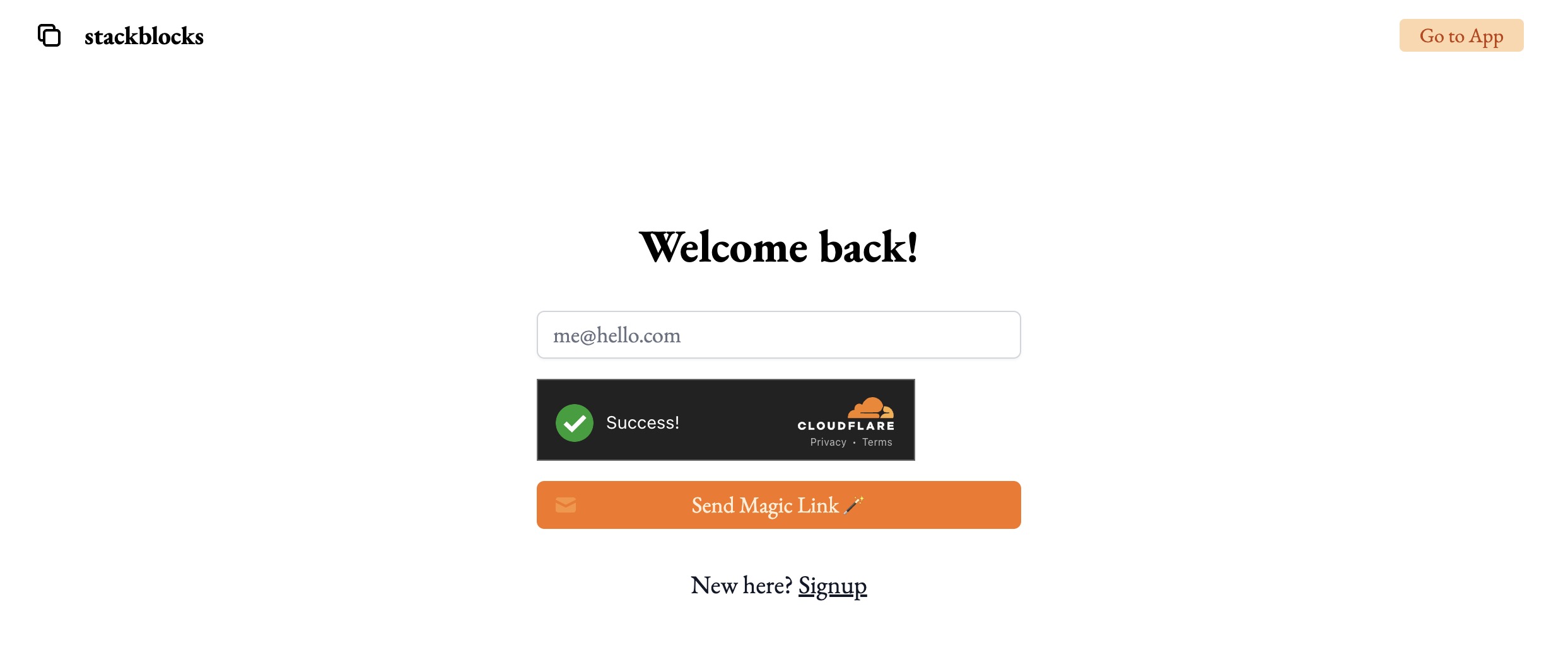 stackblocks login with captcha