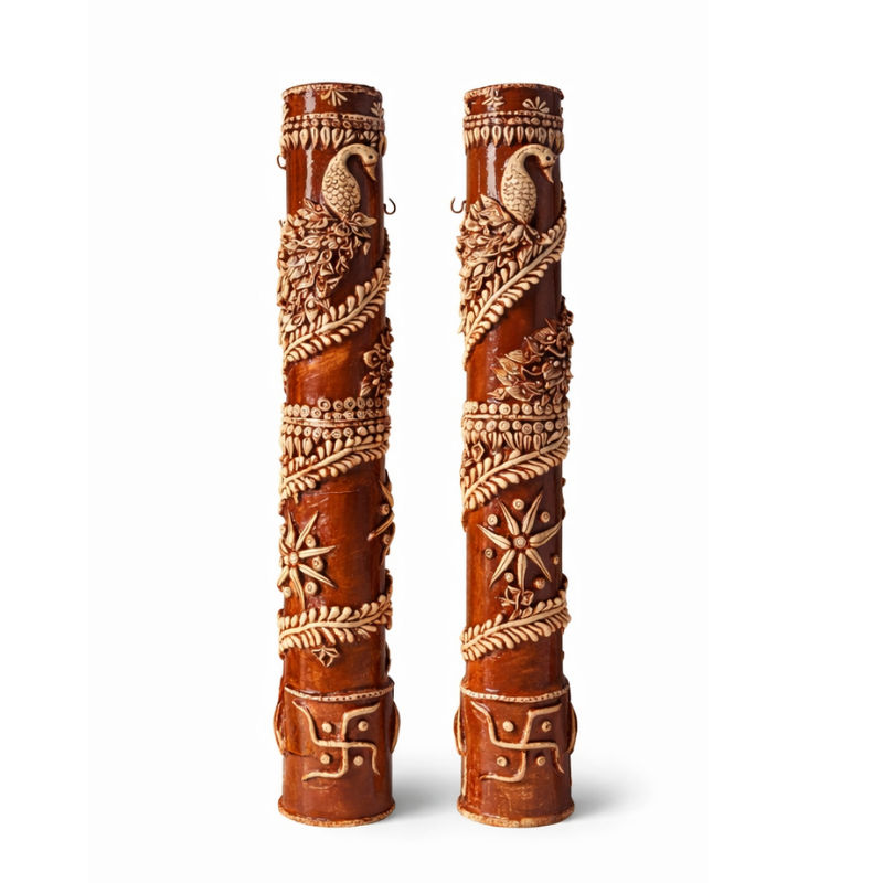 Handcrafted Mor Stambh — Peacock Pillar