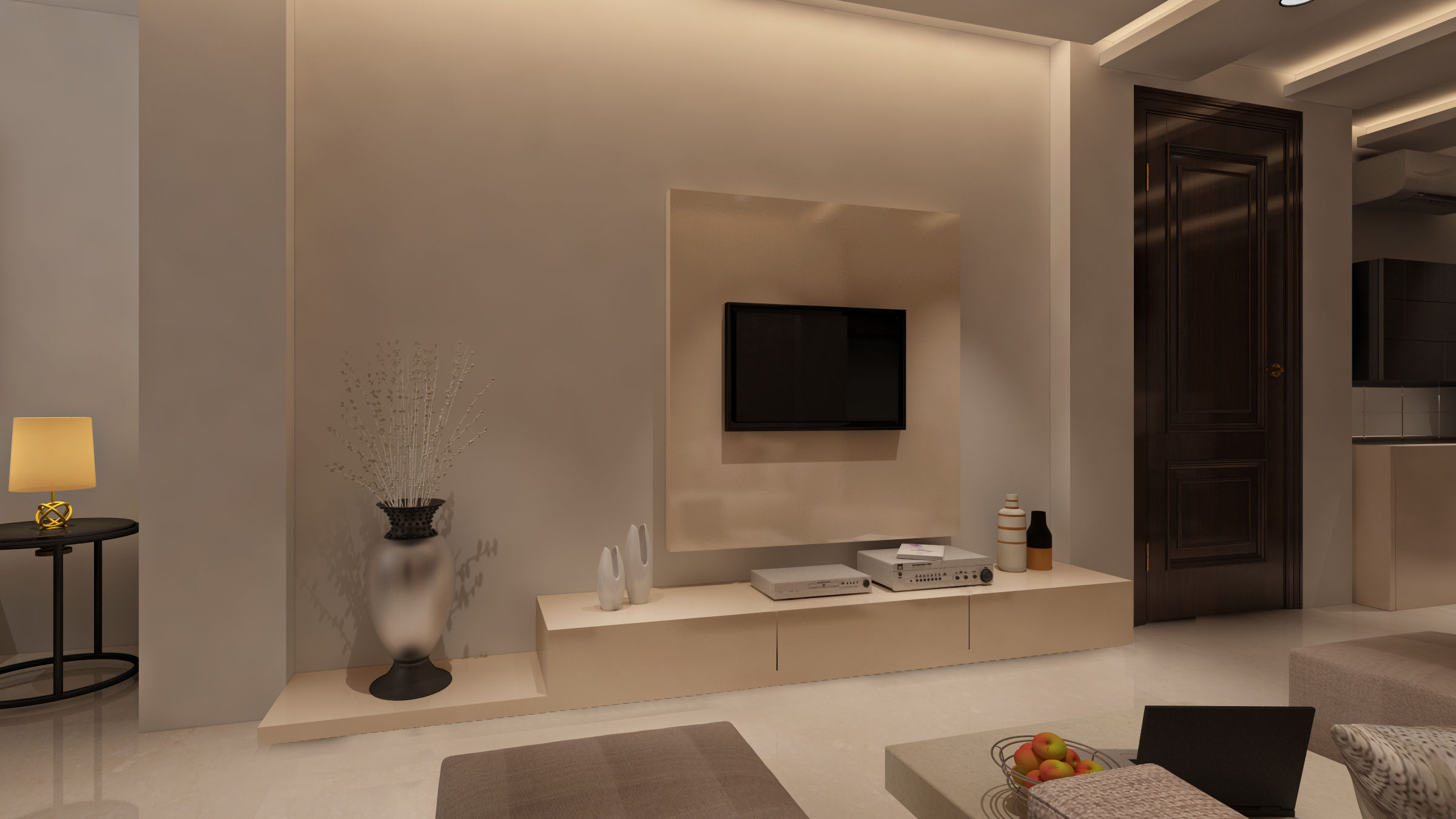 Ran Deep Singh Living Room 3D View, East Patel Nagar