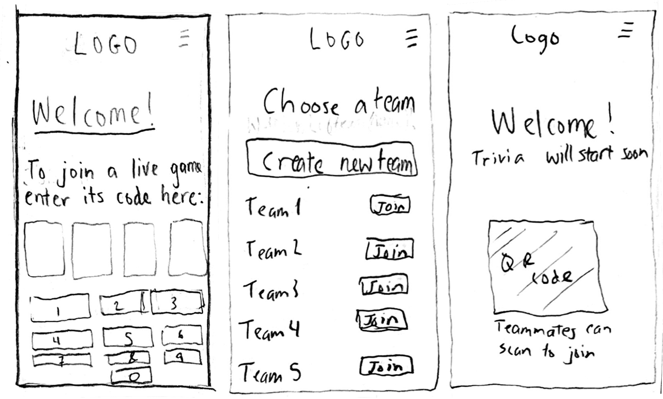 Trivvr Lo-Fi Wireframes