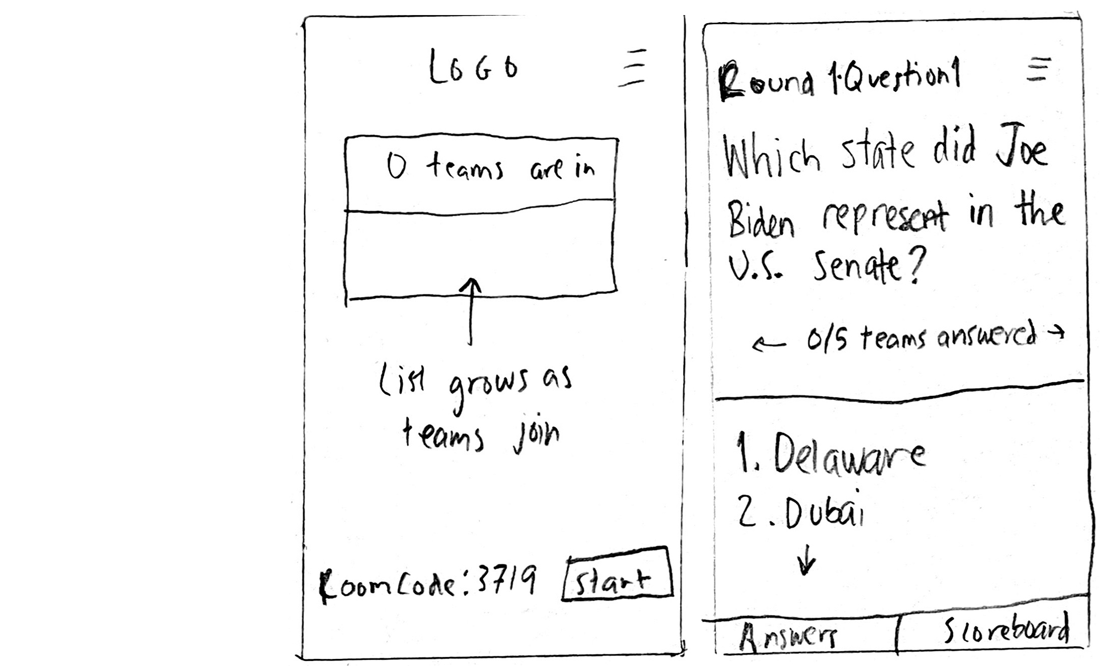 Trivvr Lo-Fi Wireframes