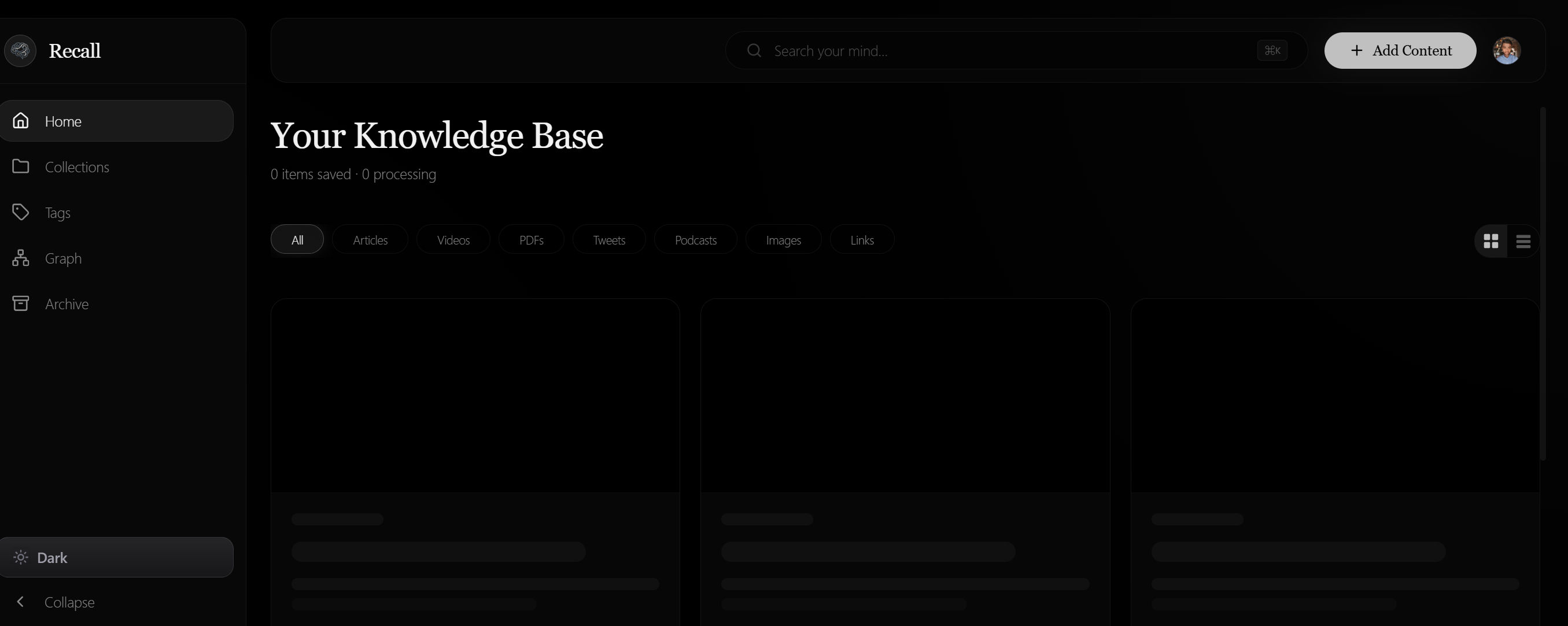Recall Dashboard Preview