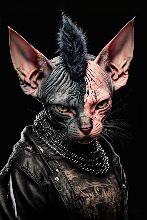 Punk Rock Sphynx Cat