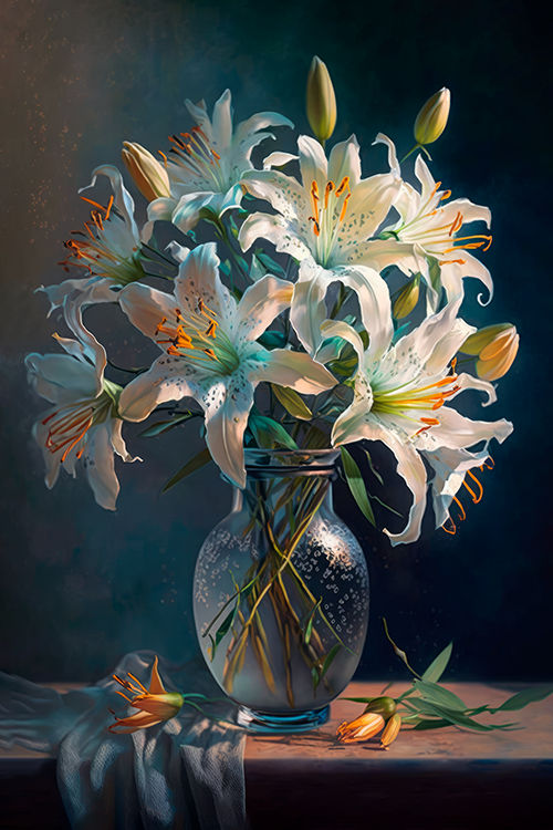 Bouquet of lilies in a vase