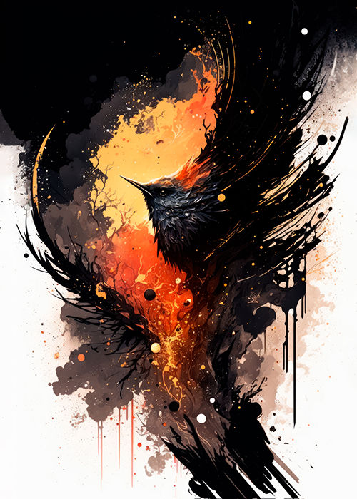 Watercolor black thrush