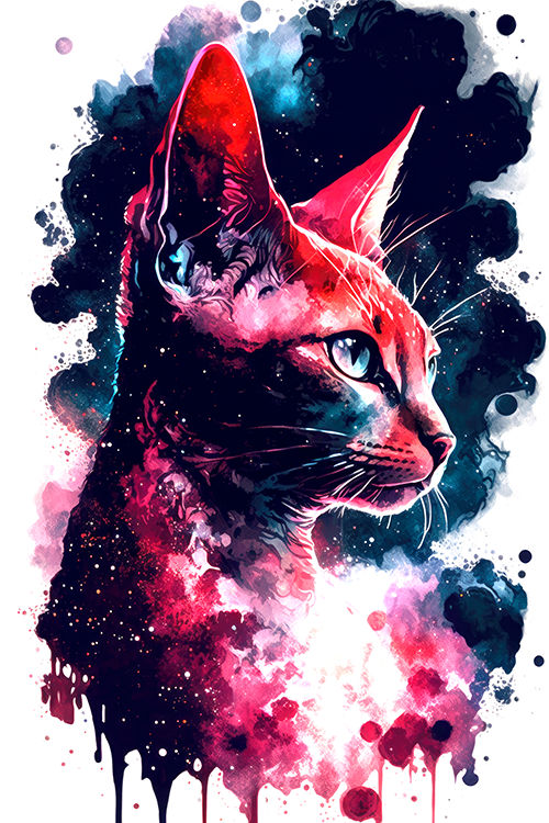 Watercolor cosmic cat