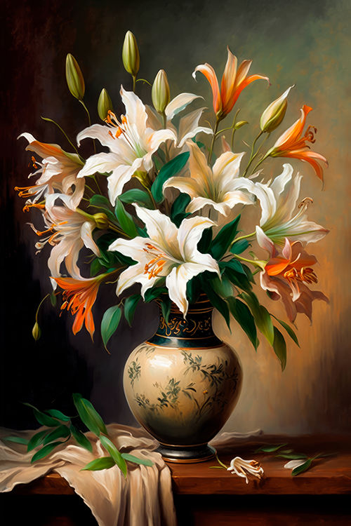 Bouquet Of Lilies In A Vase