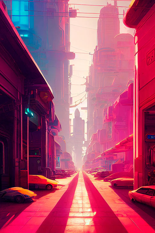Dawn On Cyberpunk Street Concept