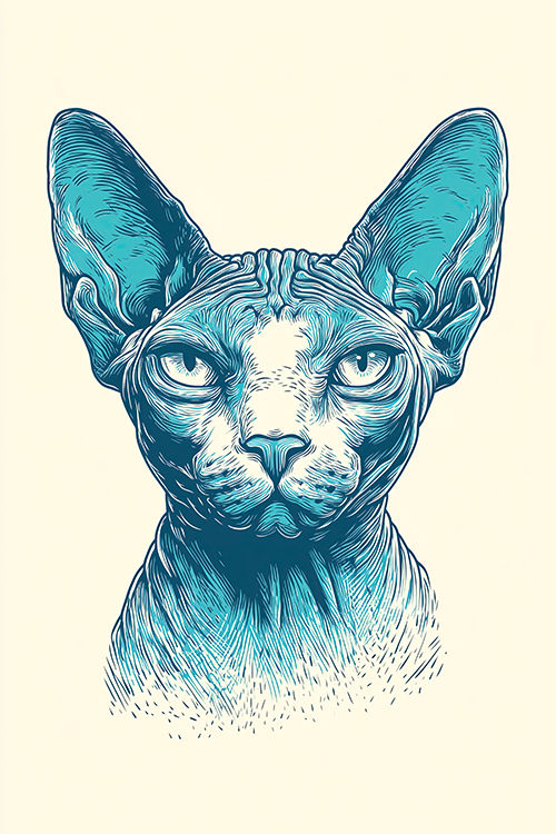 Serious Blue Sphynx Portrait