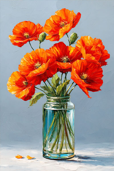 Poppies in a Glass Jar