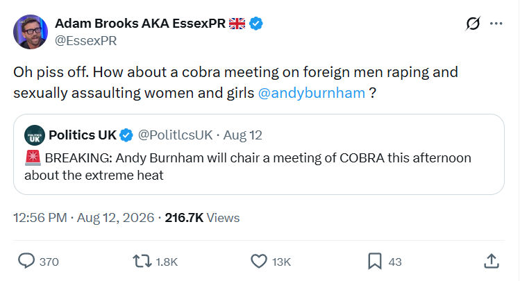 Adam Brooks: Oh piss off...