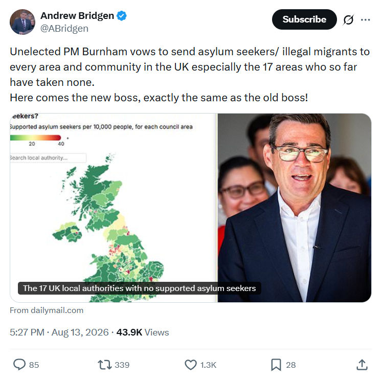 Andrew Bridgen: Unelected PM Burnham...