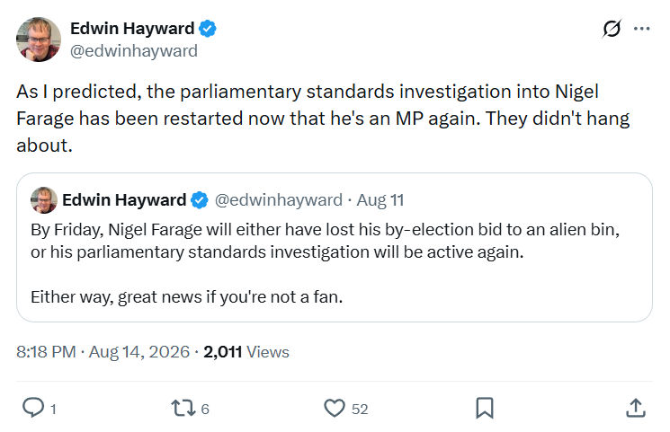 Edwin Hayward: As I predicted...