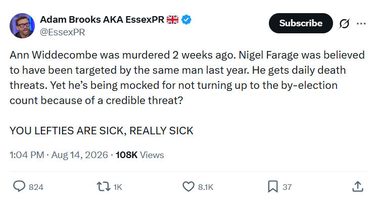 Adam Brooks: Ann Widdecombe was murdered...