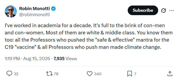 Robin Monotti: I've worked in academia for a decade...