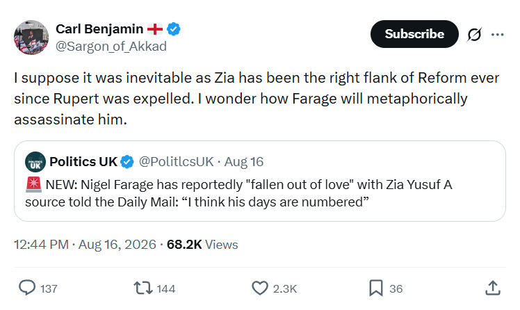 Carl Benjamin: I suppose it was inevitable...