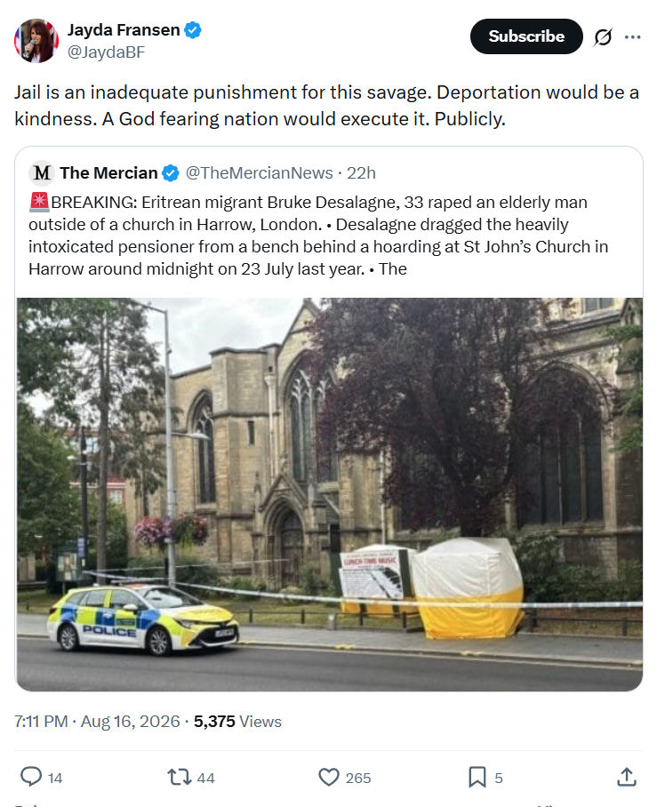 Jayda Fransen: Jail is an inadequate punishment...