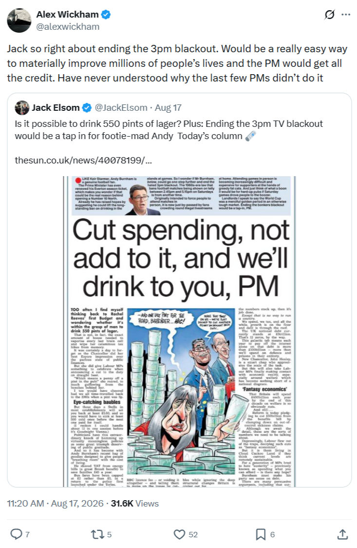 Alex Wickham: Jack so right about ending...