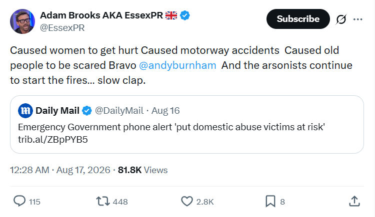 Adam Brooks: Caused women to get hurt...