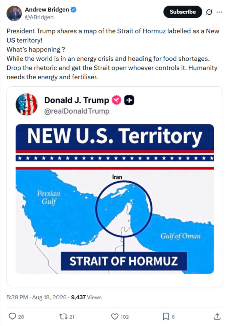 Andrew Bridgen: President Trump shares a map...