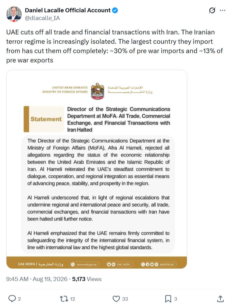 Daniel Lacalle: UAE cuts off all trade...