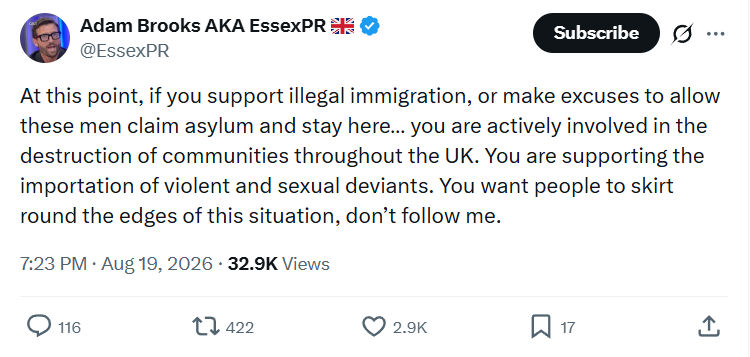 Adam Brooks: At this point, if you support...