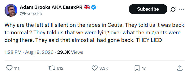 Adam Brooks: Why are the left still silent...