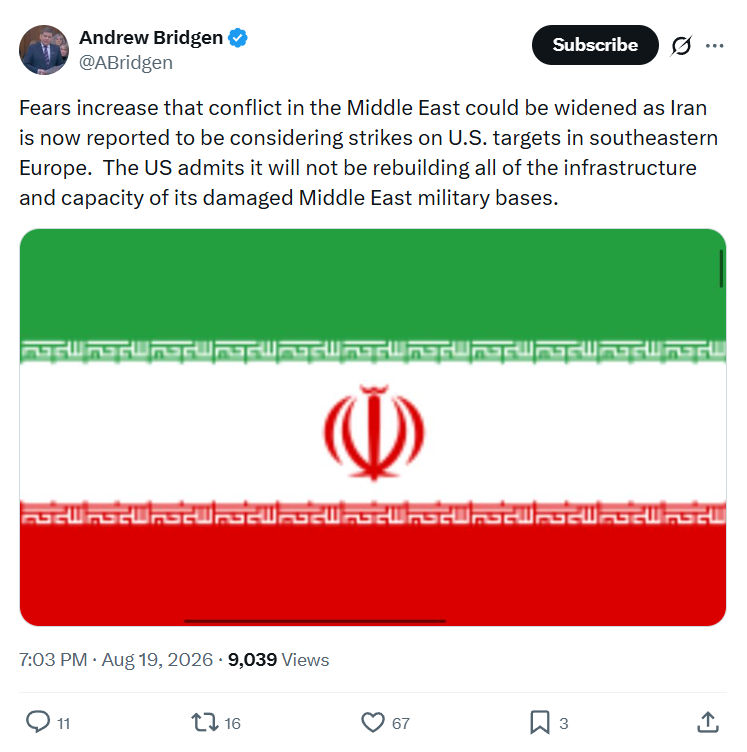 Andrew Bridgen: Fears increase that conflict...