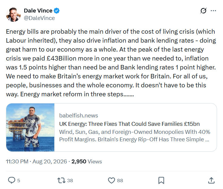 Dale Vince: Energy bills are probably the main...