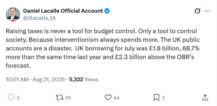 Daniel Lacalle: Raising taxes is never a tool...