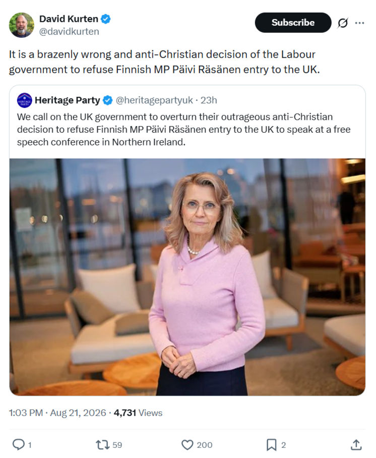 David Kurten: It is a brazenly wrong...