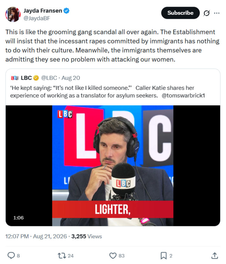 Jayda Fransen: This is like the grooming gang...