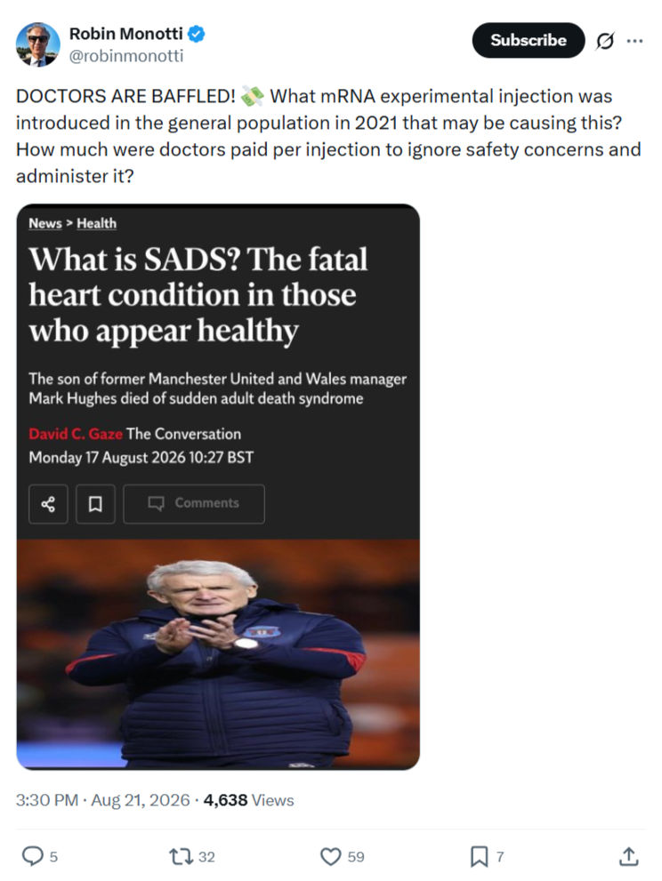 Robin Monotti: DOCTORS ARE BAFFLED...