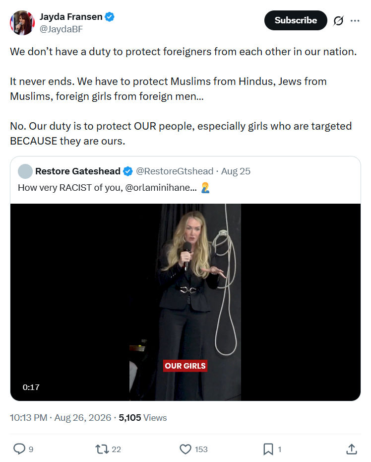 Jayda Fransen: We don’t have a duty to protect...