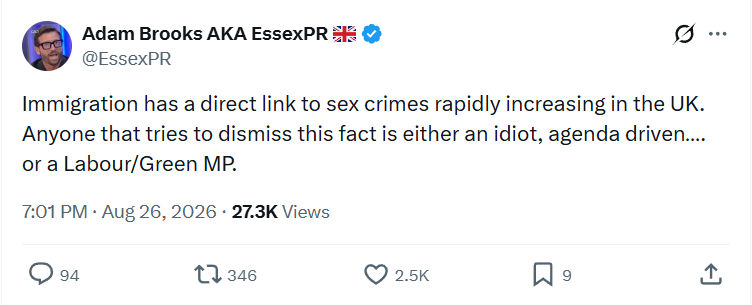 Adam Brooks: Immigration has a direct link to sex...