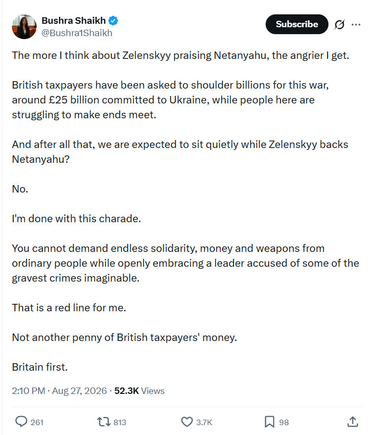Bushra Shaikh: The more I think about Zelenskyy...