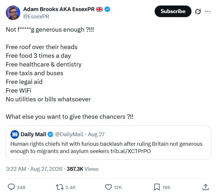 Adam Brooks: Not f*****g generous enough...