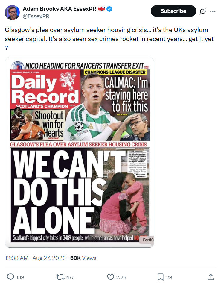 Adam Brooks: Glasgow’s plea over asylum seeker...